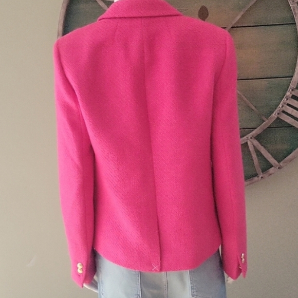 J. Crew Factory Schoolboy Tweed Blazer In Sweet Fuchsia - Picture 6 of 16